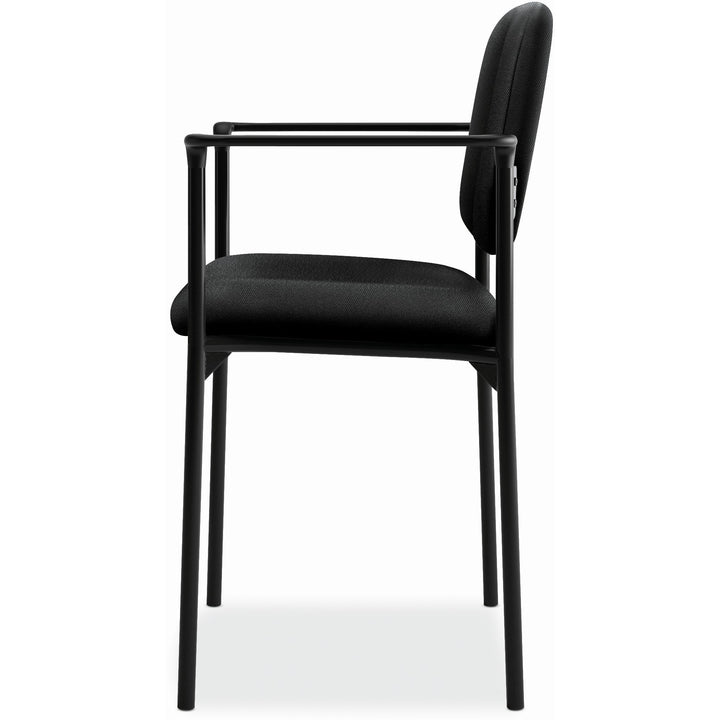 Image of HON® VL616 Stacking Guest Chair with Arms, Fabric Upholstery, 23.25" x 21" x 32.75", Black Seat, Black Back, Black Base