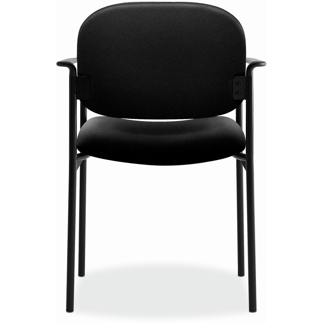 Image of HON® VL616 Stacking Guest Chair with Arms, Fabric Upholstery, 23.25" x 21" x 32.75", Black Seat, Black Back, Black Base