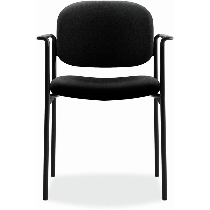 Image of HON® VL616 Stacking Guest Chair with Arms, Fabric Upholstery, 23.25" x 21" x 32.75", Black Seat, Black Back, Black Base