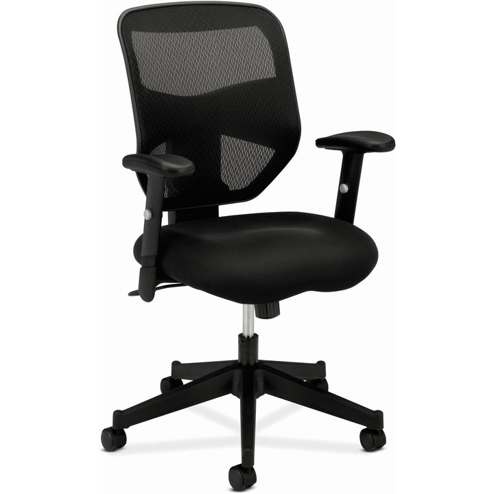 Image of HON® Vl531 Mesh High-Back Task Chair With Adjustable Arms, Supports Up To 250 Lb, 18" To 22" Seat Height, Black