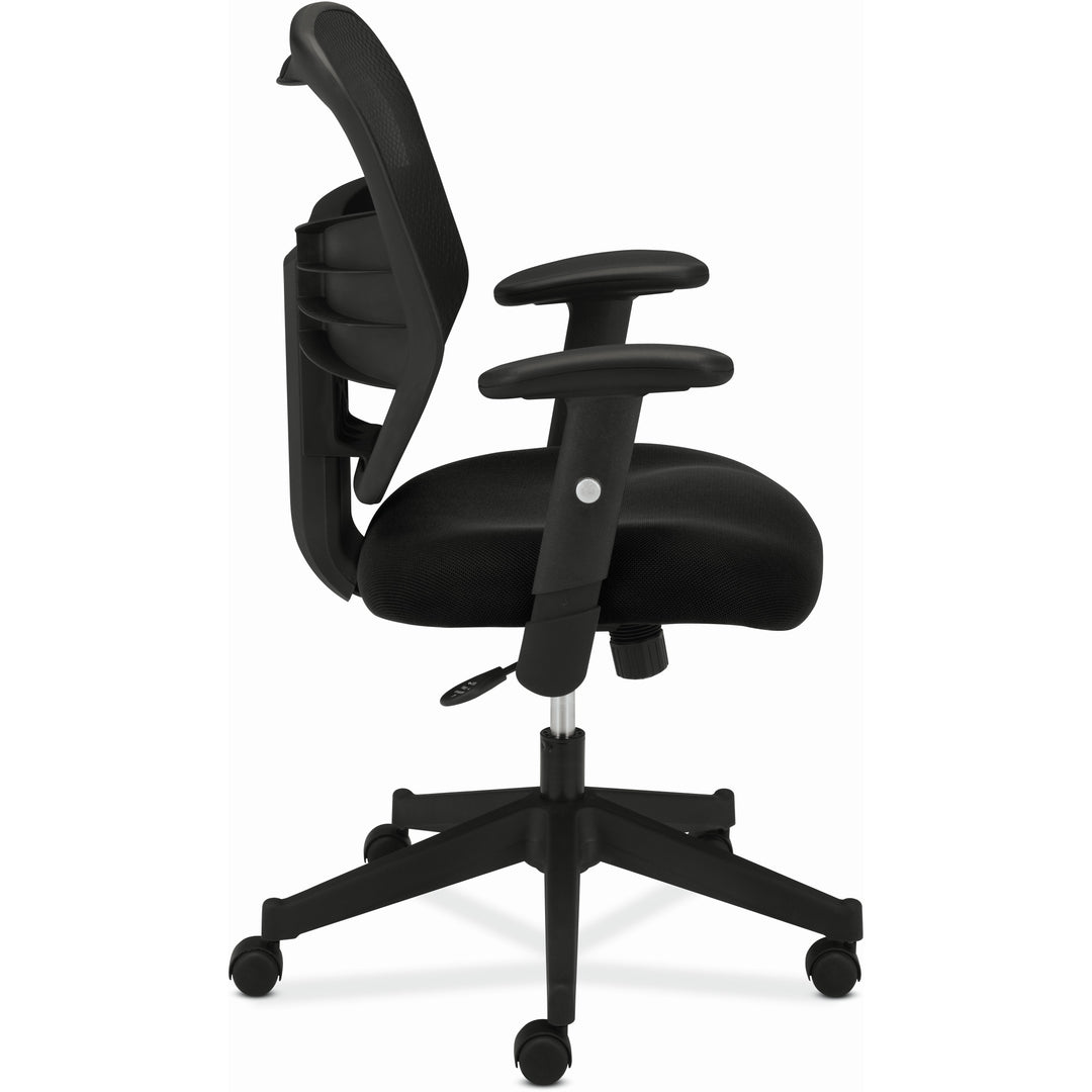 Image of HON® Vl531 Mesh High-Back Task Chair With Adjustable Arms, Supports Up To 250 Lb, 18" To 22" Seat Height, Black