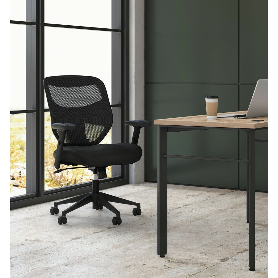 Image of HON® Vl531 Mesh High-Back Task Chair With Adjustable Arms, Supports Up To 250 Lb, 18" To 22" Seat Height, Black
