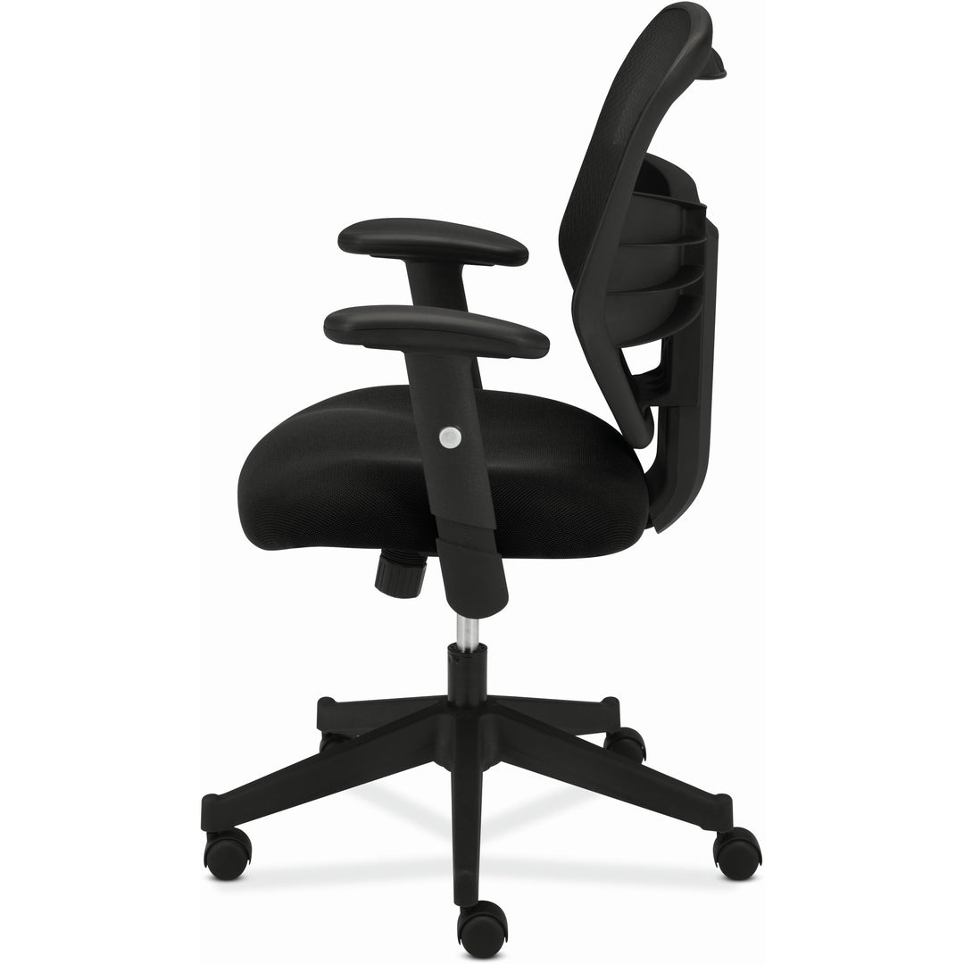 Image of HON® Vl531 Mesh High-Back Task Chair With Adjustable Arms, Supports Up To 250 Lb, 18" To 22" Seat Height, Black