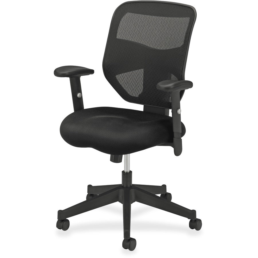 Image of HON® Vl531 Mesh High-Back Task Chair With Adjustable Arms, Supports Up To 250 Lb, 18" To 22" Seat Height, Black