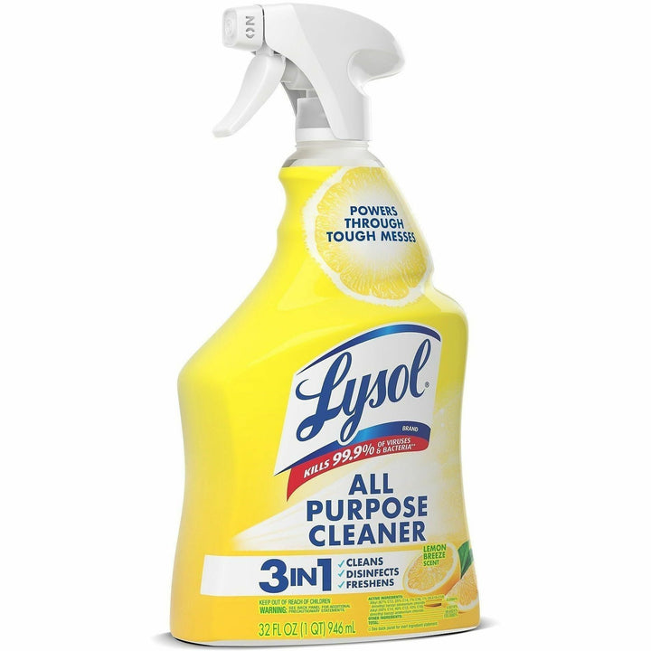 Image of Lysol 75352 Lemon All Purpose Cleaner, Ready-To-Use, 32 fl oz (1 quart), Lemon Breeze Scent, Deodorize, Disinfectant, Yellow, 1 Each