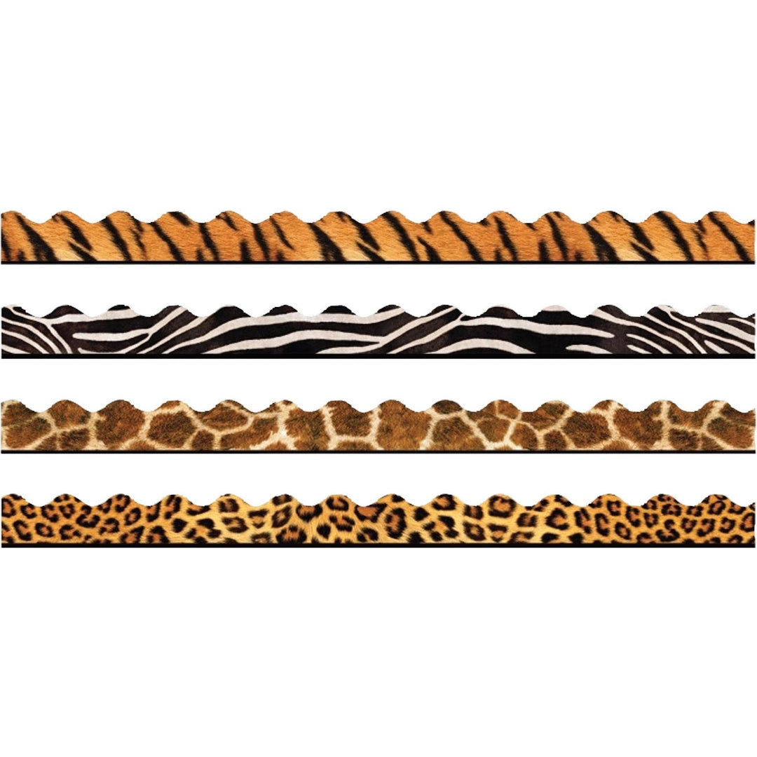 Image of TREND® Terrific Trimmers Print Board Trim, 48-Piece Set, Assorted Animal Prints, 2.25" x 39", Assorted Colors