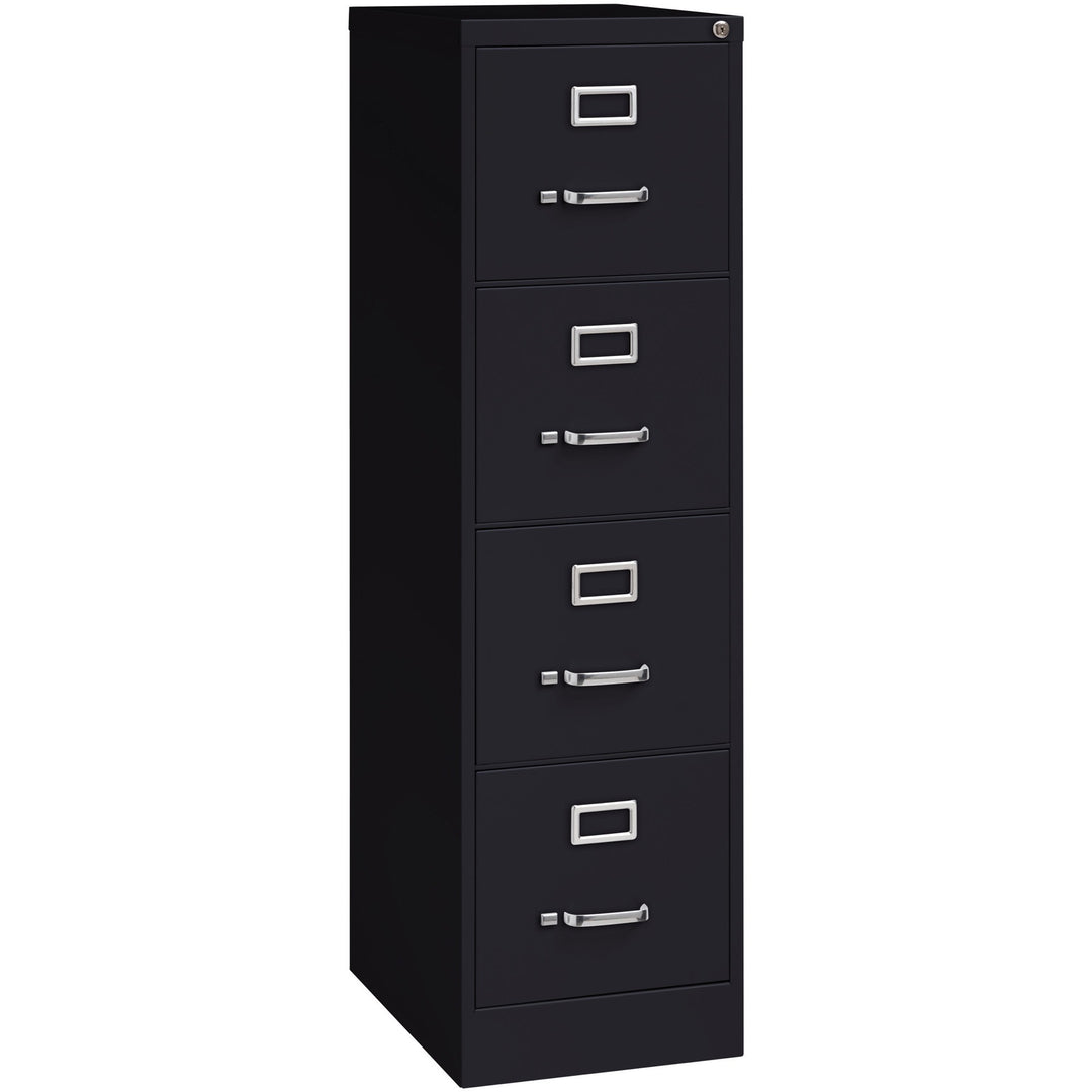 Image of Lorell Vertical File, 22" Deep, 4-Dwr, Letter, 15"x22"x52", BK