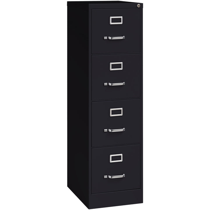 Image of Lorell Vertical File, 22" Deep, 4-Dwr, Letter, 15"x22"x52", BK