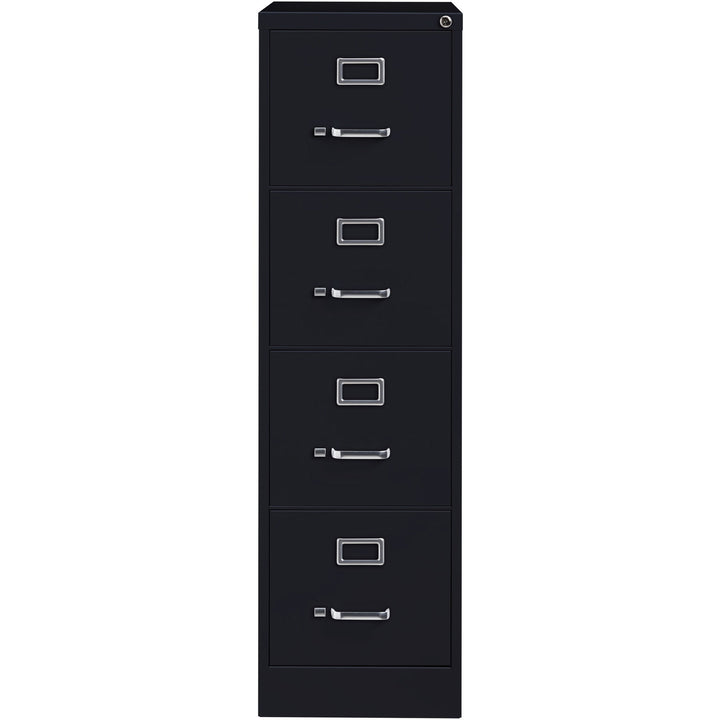 Image of Lorell Vertical File, 22" Deep, 4-Dwr, Letter, 15"x22"x52", BK