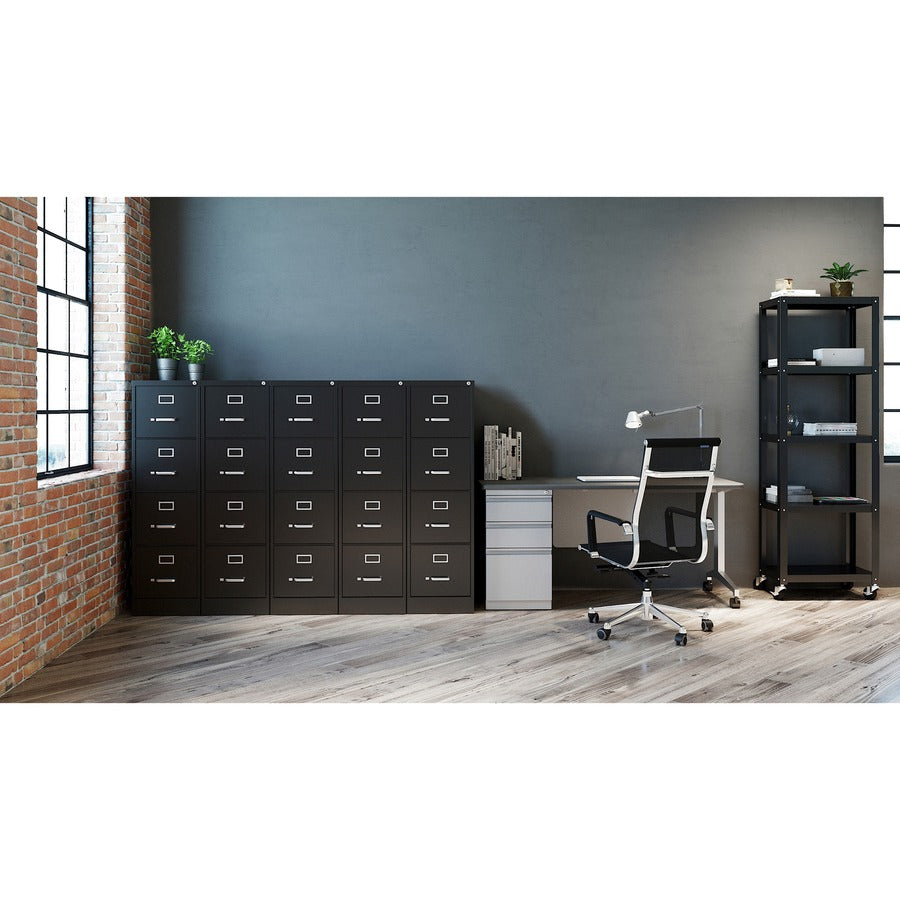 Image of Lorell Vertical File, 22" Deep, 4-Dwr, Letter, 15"x22"x52", BK