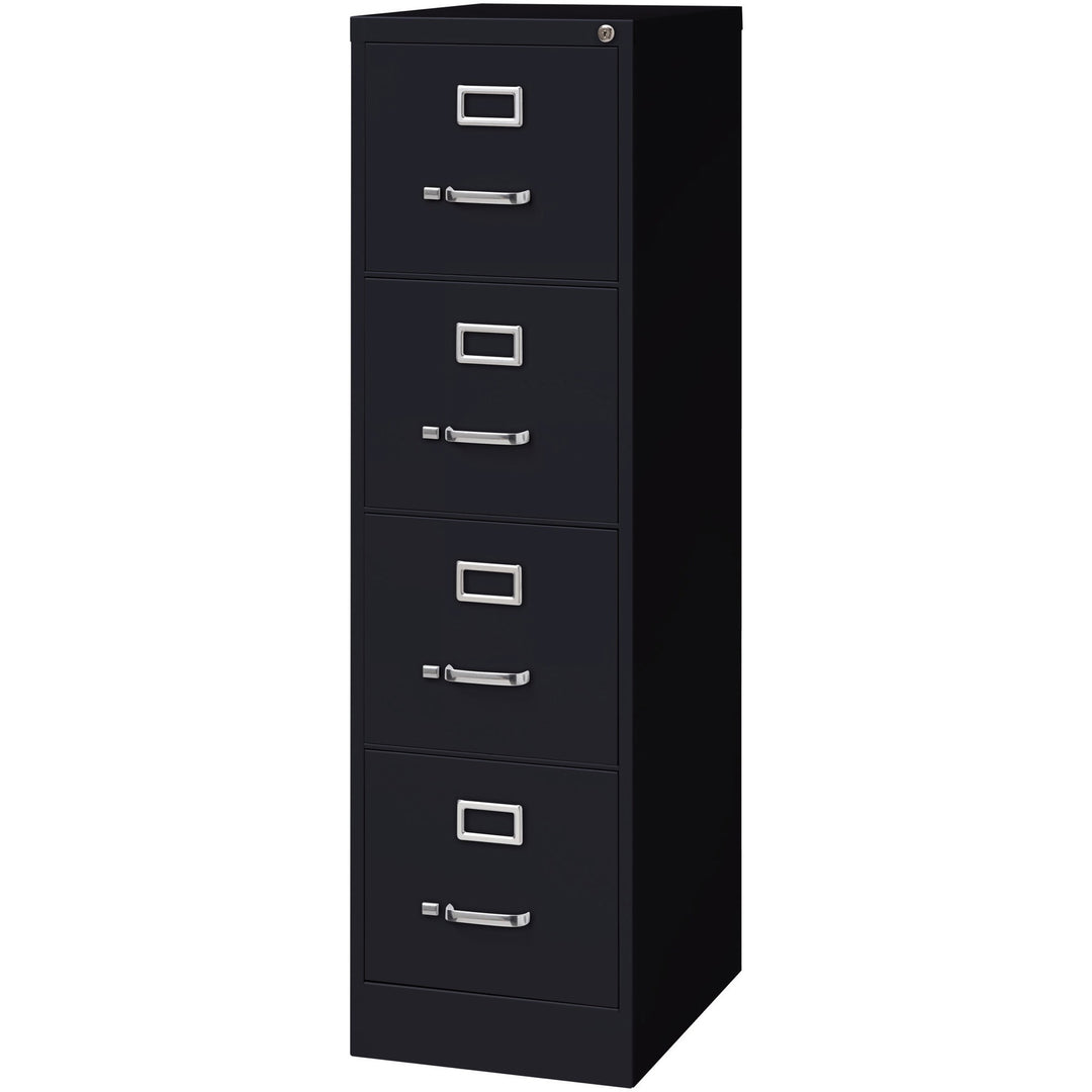Image of Lorell Vertical File, 22" Deep, 4-Dwr, Letter, 15"x22"x52", BK