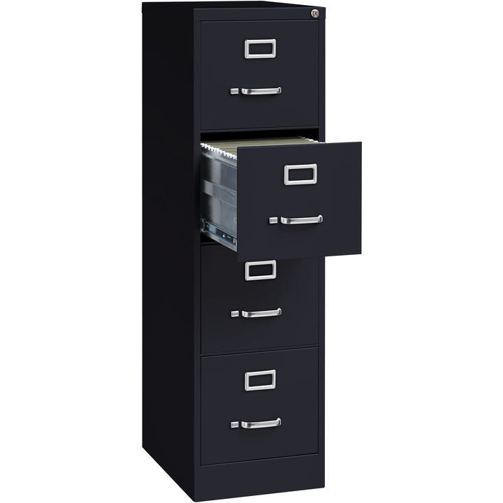 Image of Lorell Vertical File, 22" Deep, 4-Dwr, Letter, 15"x22"x52", BK