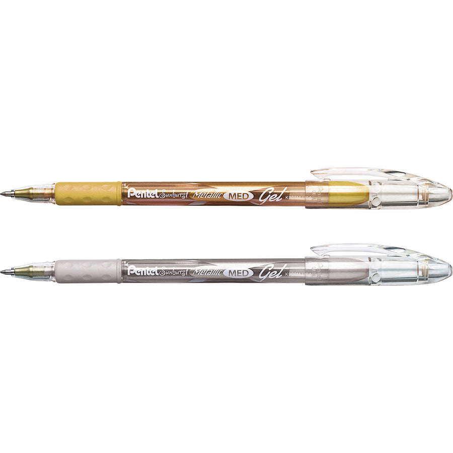 Image of Pentel® Gel Ink Pen, Roller Ball, Med Point, 2/PK, Gold/Silver