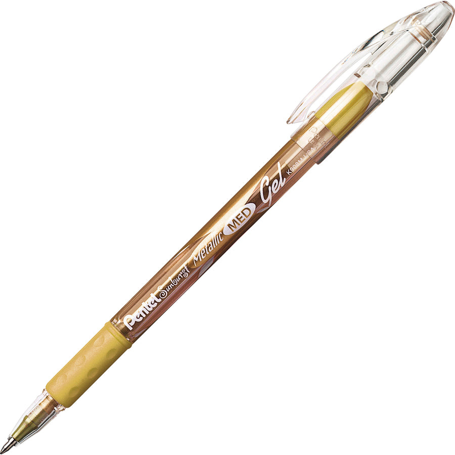 Image of Pentel® Gel Ink Pen, Roller Ball, Med Point, 2/PK, Gold/Silver