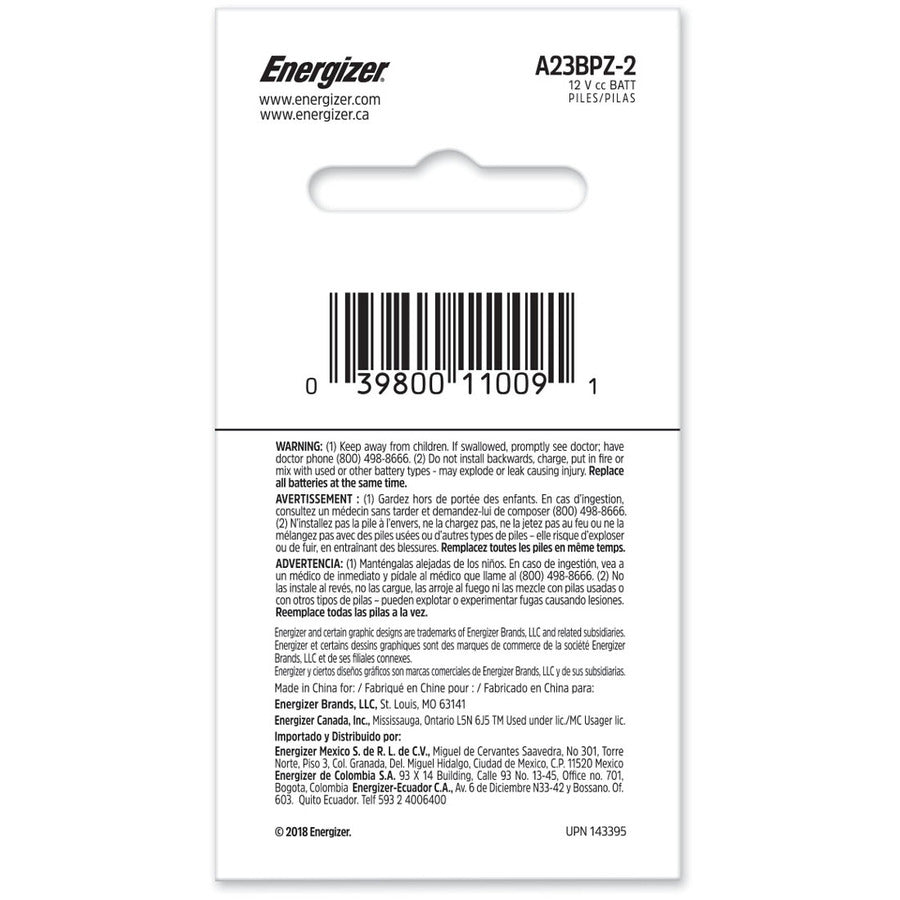 Image of Eveready® Batteries, f/Watch/Electronics, Alkaline, A23, 2/PK, BK/SR
