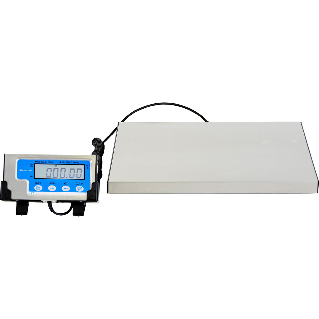 Image of Brecknell Portable Shipping Scale, LCD Display, 400lb, 15"x12", White