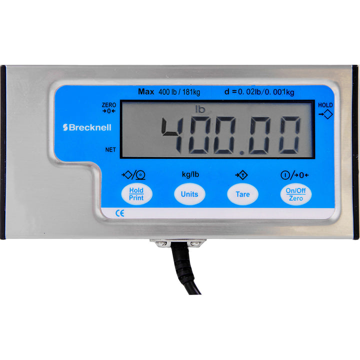 Image of Brecknell Portable Shipping Scale, LCD Display, 400lb, 15"x12", White