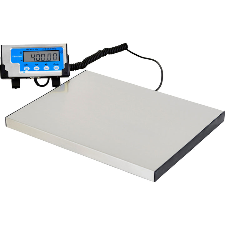 Image of Brecknell Portable Shipping Scale, LCD Display, 400lb, 15"x12", White