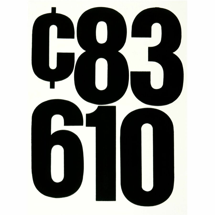 Image of Chartpak® Press-On Vinyl Self-Adhesive Numbers, 6" Tall, Black Characters, 21/Pack