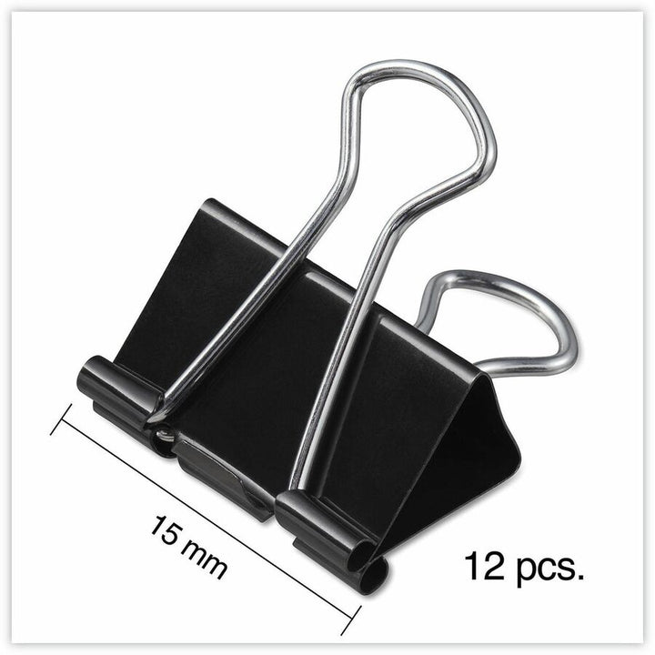 Image of Universal® Binder Clips, Mini, Black/Silver, 12/Box