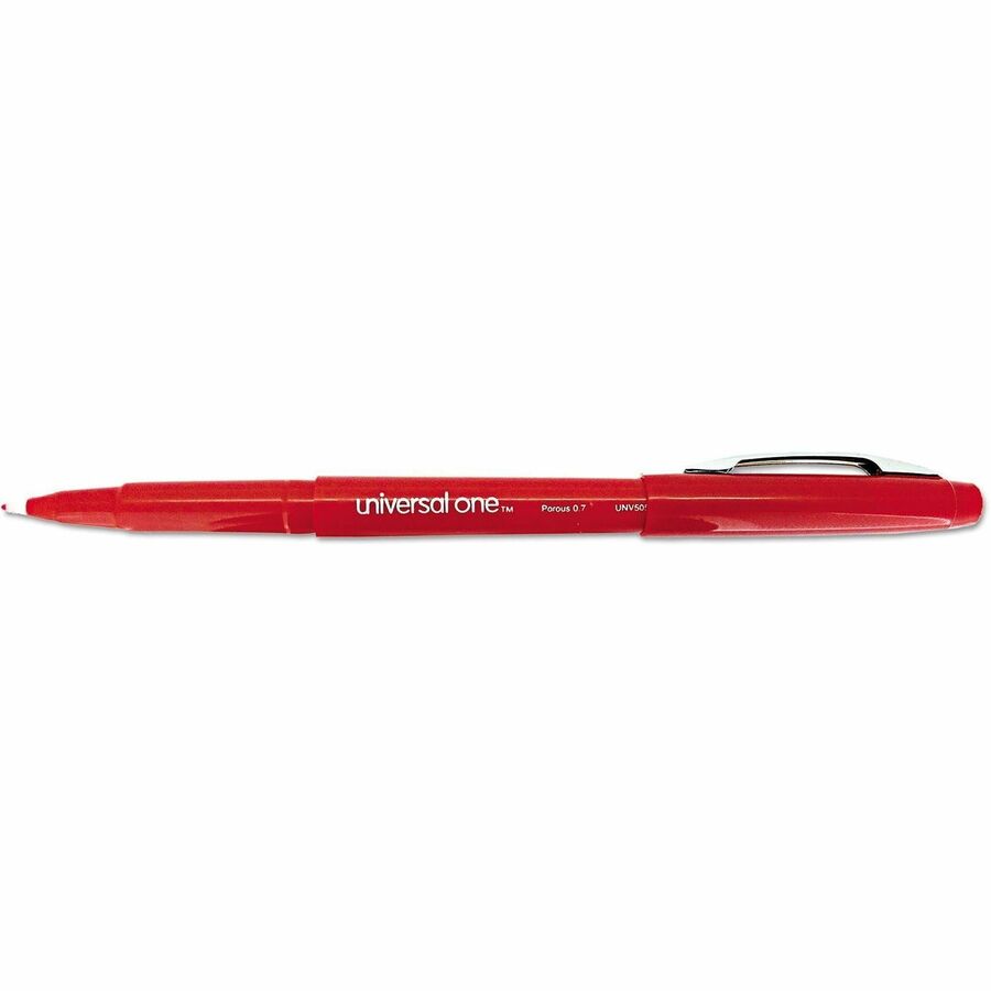 Image of Universal UNV50503 Porous Point Pen, Stick, Medium 0.7 mm, Red Ink, Red Barrel, Dozen