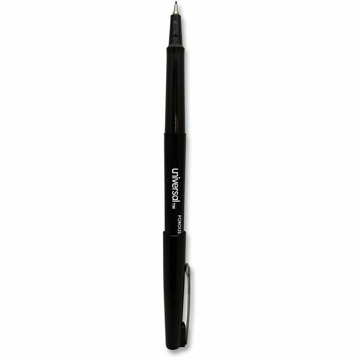 Image of Universal UNV50502 Porous Point Pen, Stick, Medium 0.7 mm, Black Ink, Black Barrel, Dozen
