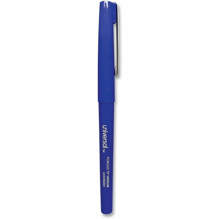 Image of Universal UNV50501 Porous Point Pen, Stick, Medium 0.7 mm, Blue Ink, Blue Barrel, Dozen