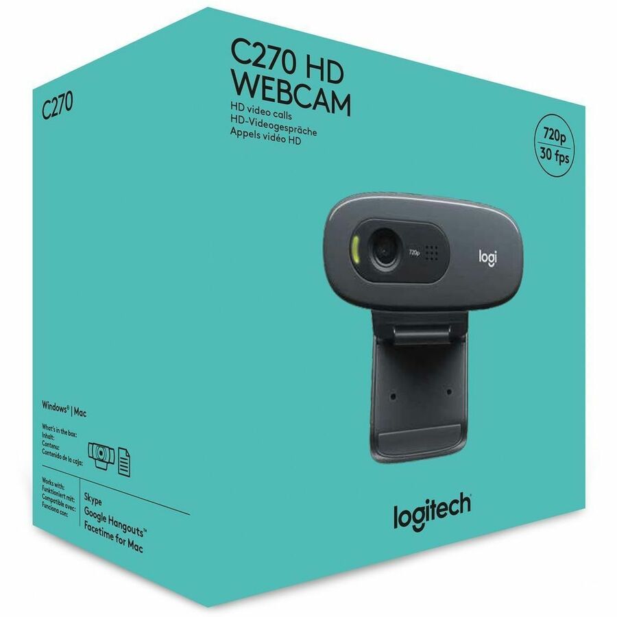 Image of Logitech® C270 Hd Webcam, 1280 Pixels X 720 Pixels, 1 Mpixel, Black