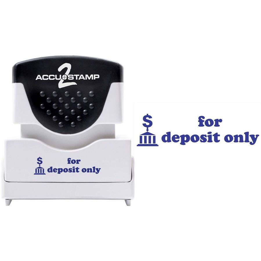 Image of ACCUSTAMP2® Pre-Inked Shutter Stamp, Blue, FOR DEPOSIT ONLY, 1.63 x 0.5