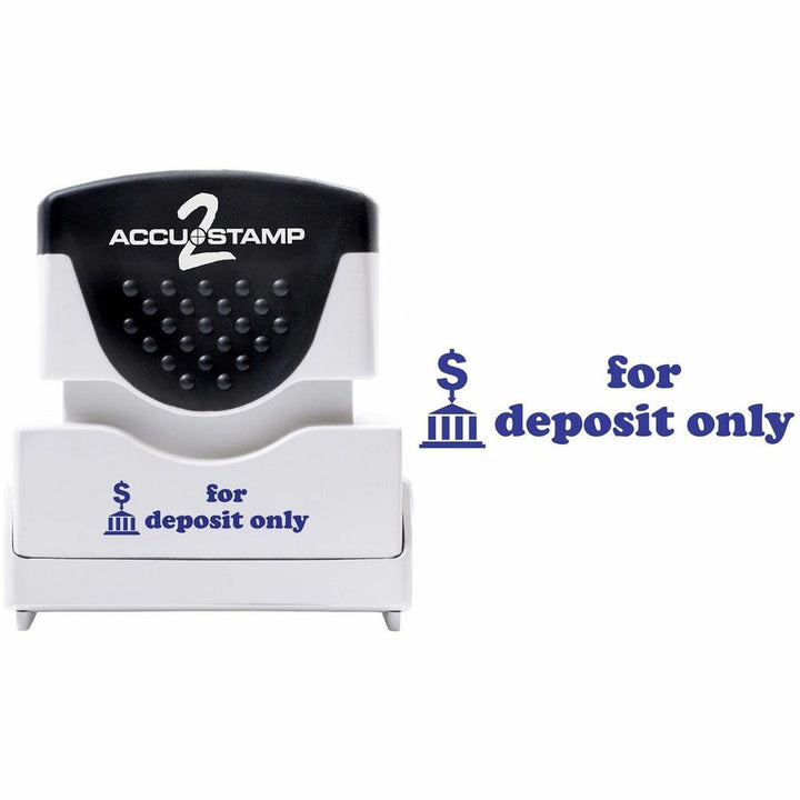 Image of ACCUSTAMP2® Pre-Inked Shutter Stamp, Blue, FOR DEPOSIT ONLY, 1.63 x 0.5