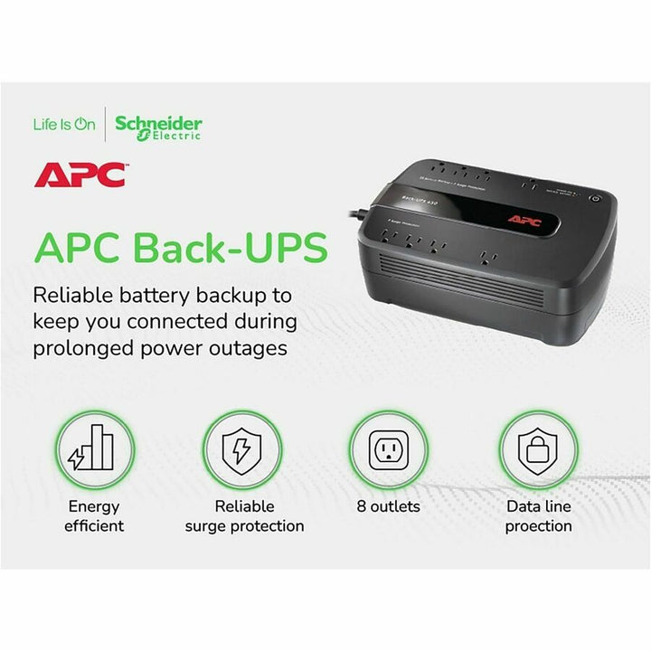 Image of APC® BE650G1 Back-UPS ES 650 Battery Backup System, 8 Outlets, 650 VA, 340 J