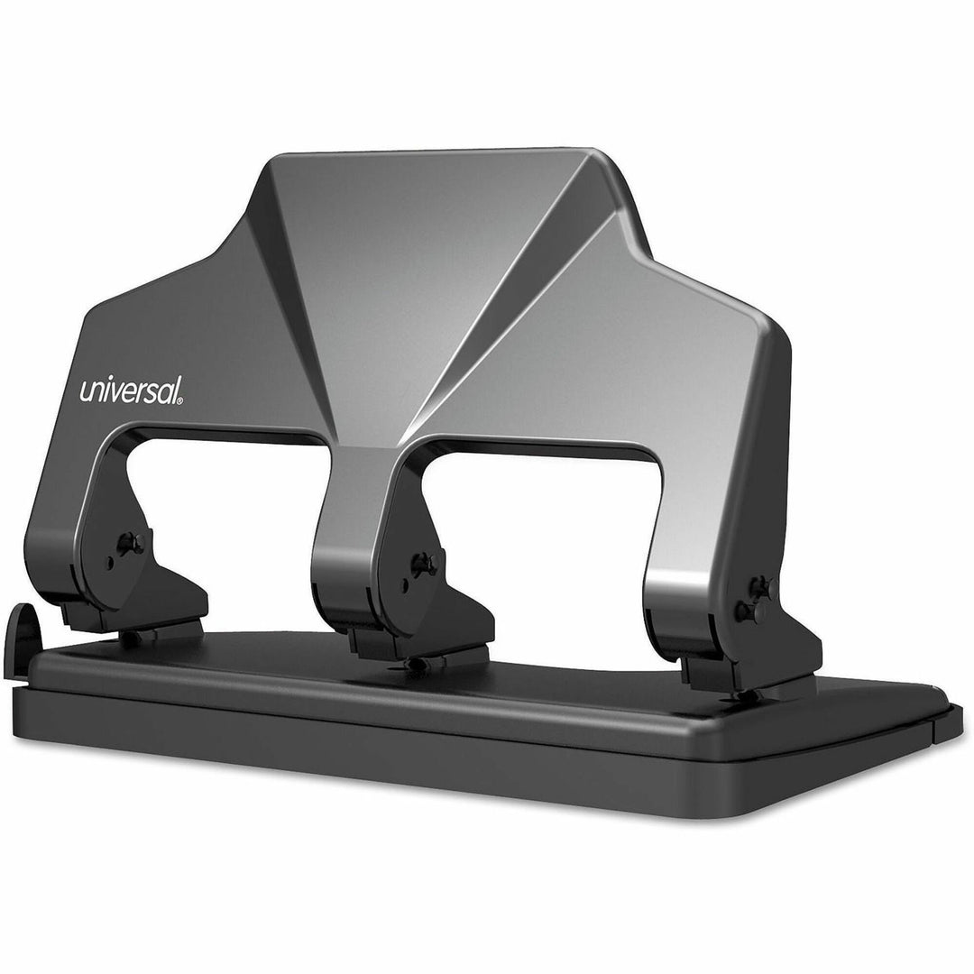 Image of Universal® 30-Sheet Three-Hole Power Assist Punch, 7 Mm Holes, Black