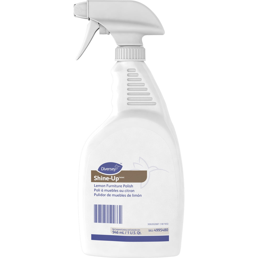 Image of Diversey 4995480 Shine-Up Lemon Furniture Polish, Ready-To-Use Spray, 32 fl oz (1 quart), Lemon Scent, 1 Each, White