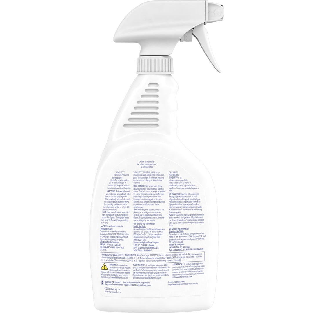 Image of Diversey 4995480 Shine-Up Lemon Furniture Polish, Ready-To-Use Spray, 32 fl oz (1 quart), Lemon Scent, 1 Each, White