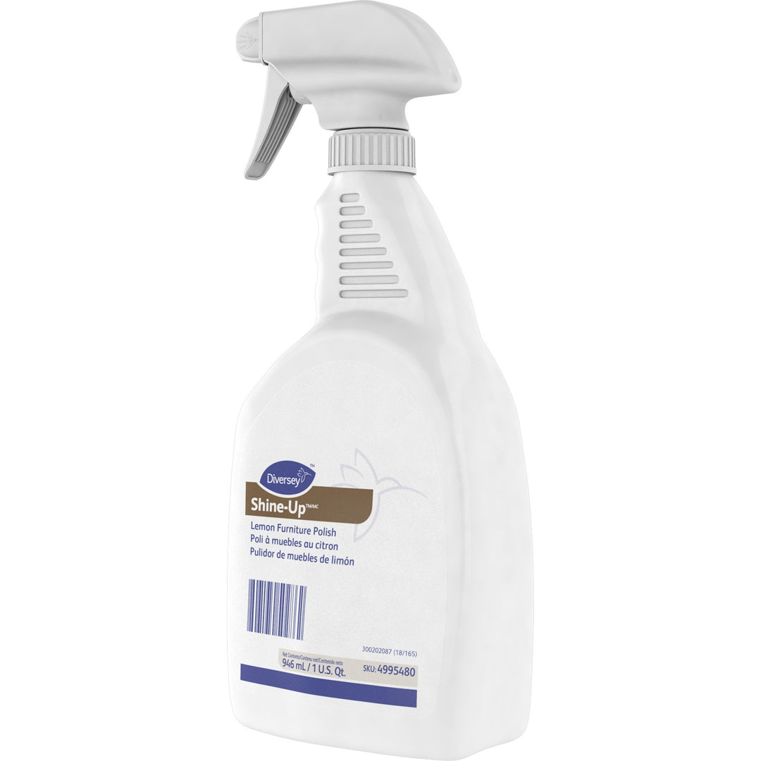 Image of Diversey 4995480 Shine-Up Lemon Furniture Polish, Ready-To-Use Spray, 32 fl oz (1 quart), Lemon Scent, 1 Each, White