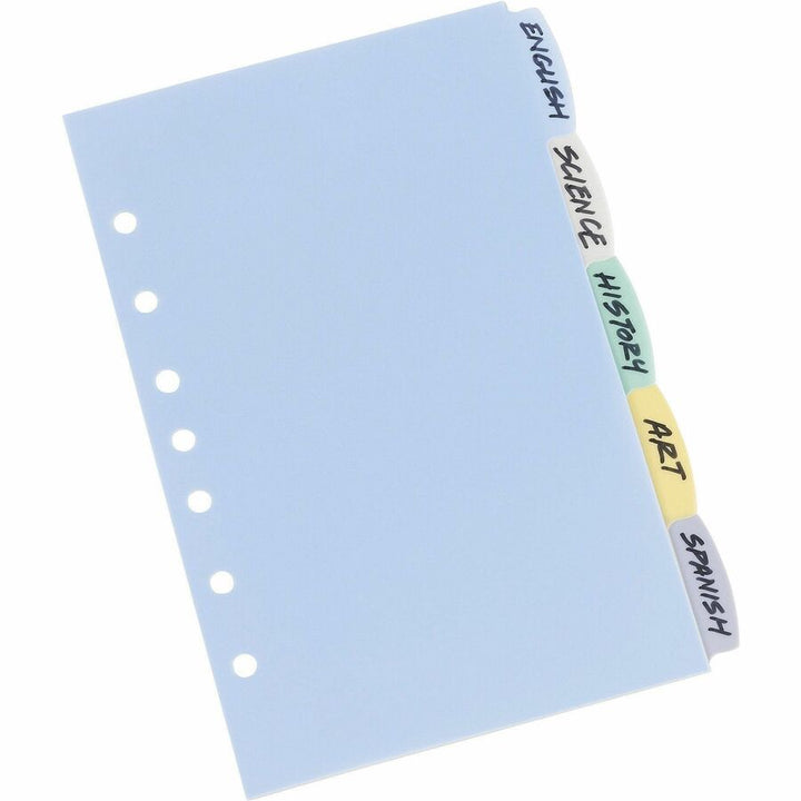 Image of Avery® Write On Dividers,Plastic,5-Tabs,7HP,8-1/2"x5-1/2",AST