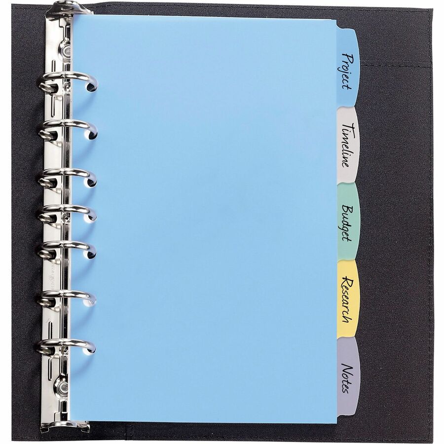 Image of Avery® Write On Dividers,Plastic,5-Tabs,7HP,8-1/2"x5-1/2",AST