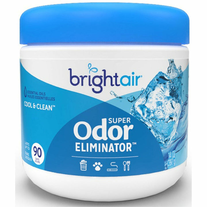 Image of Bright Air 900090 Super Odor Eliminator Air Freshener, Gel, 450 ft?, 14 fl oz (0.4 quart), Cool, Clean, 90 Day, 1 Each