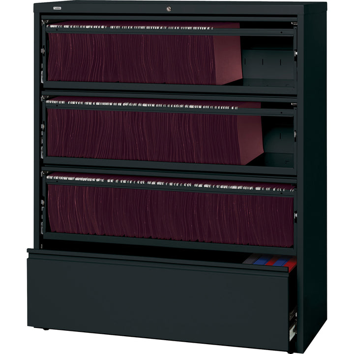 Image of Lorell Lateral File, RCD, 4-Drawer, 42"x18-5/8"x52-1/2", Black