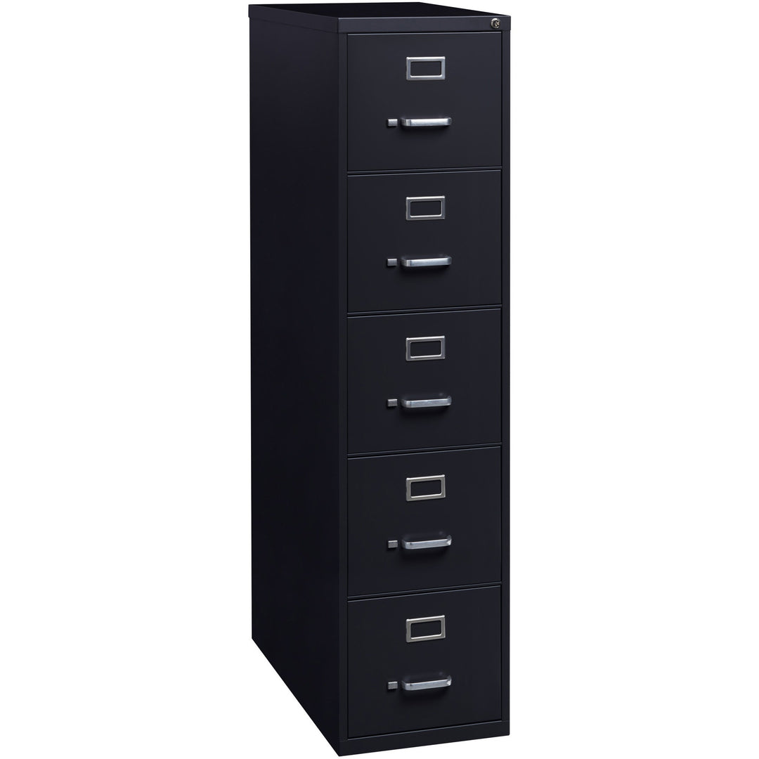 Image of Lorell Vertical File, 5-Drawer, Ltr, 15"x26-1/2"x61-3/8", Black
