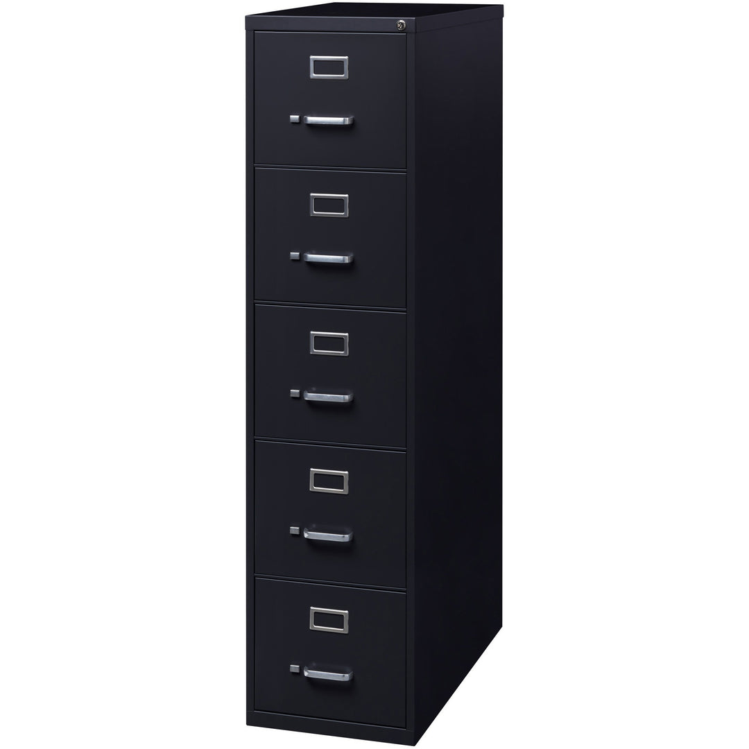 Image of Lorell Vertical File, 5-Drawer, Ltr, 15"x26-1/2"x61-3/8", Black