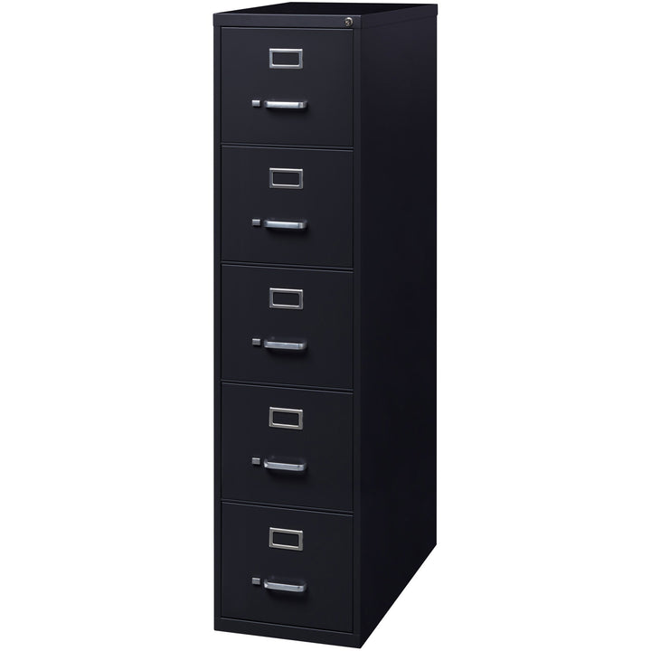 Image of Lorell Vertical File, 5-Drawer, Ltr, 15"x26-1/2"x61-3/8", Black