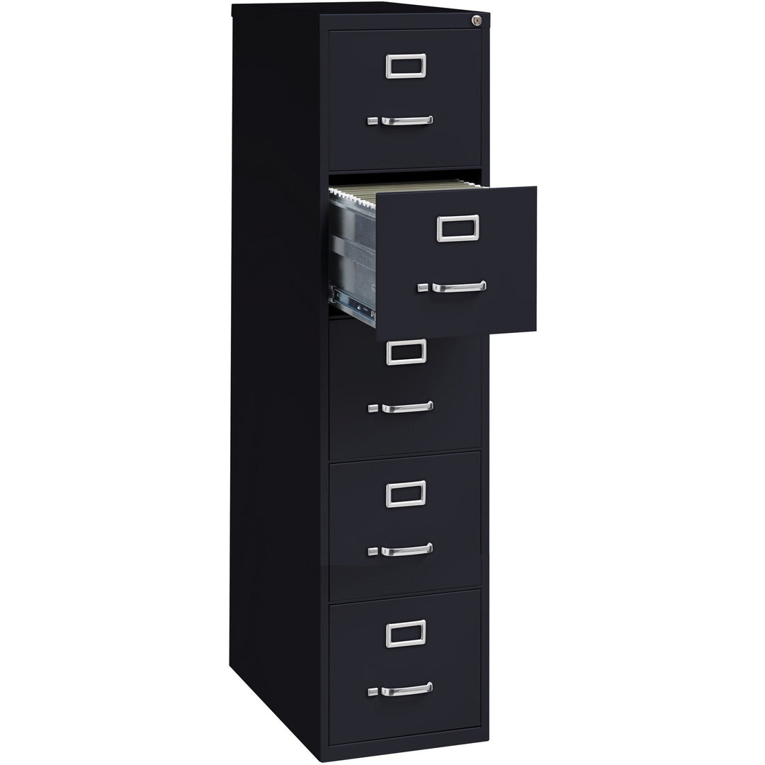 Image of Lorell Vertical File, 5-Drawer, Ltr, 15"x26-1/2"x61-3/8", Black