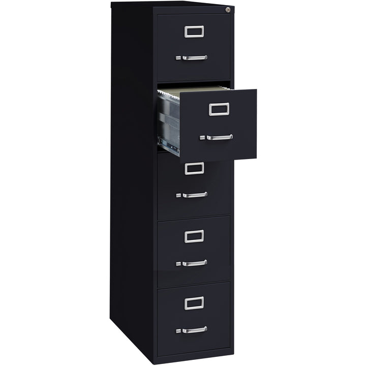 Image of Lorell Vertical File, 5-Drawer, Ltr, 15"x26-1/2"x61-3/8", Black