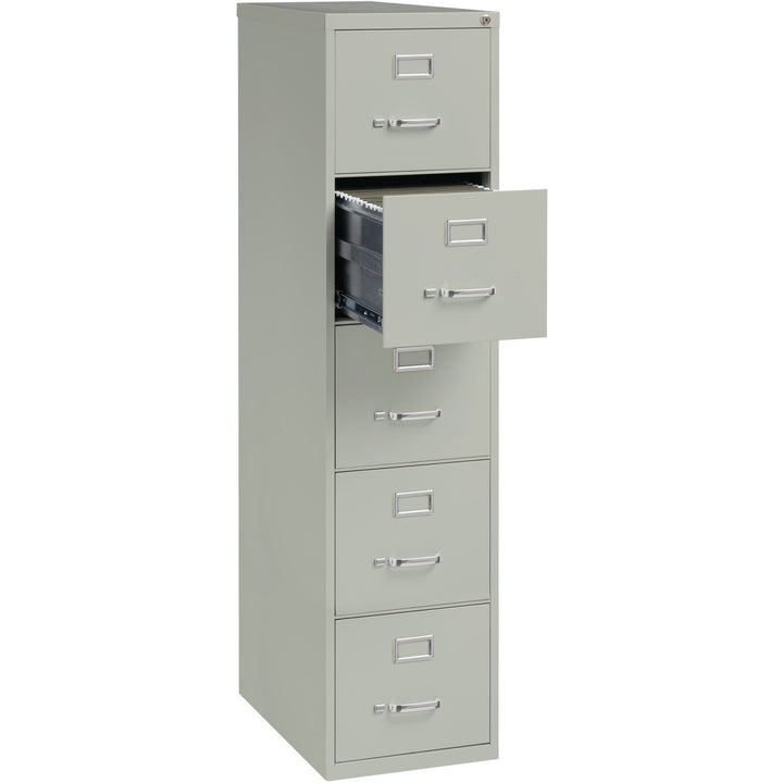 Image of Lorell Vertical File, 5-Drawer, Ltr, 15"x26-1/2"x61-3/8", Lt Gray