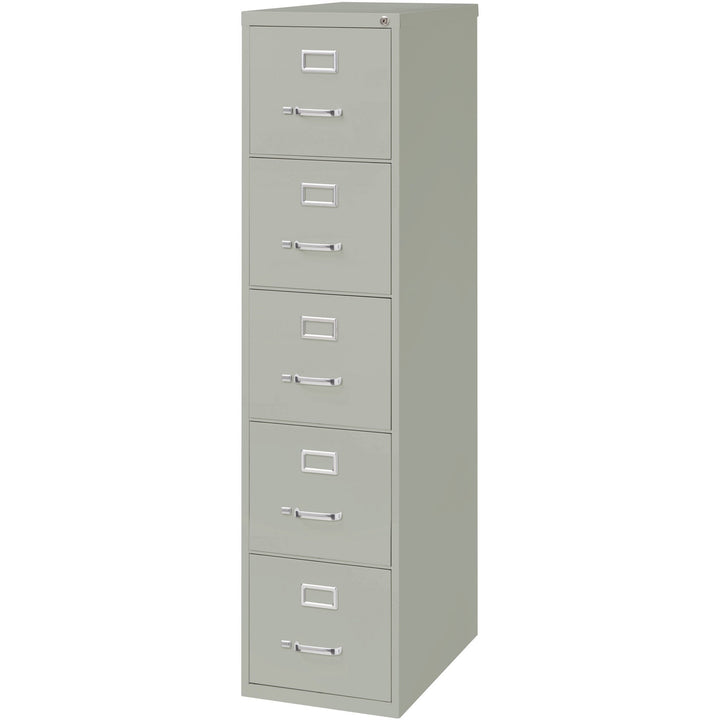 Image of Lorell Vertical File, 5-Drawer, Ltr, 15"x26-1/2"x61-3/8", Lt Gray