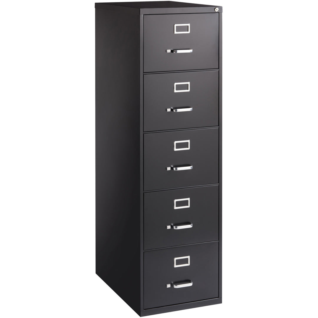 Image of Lorell Vertical File, 5-Drawer, Lgl, 18"x26-1/2"x61-3/8", Black