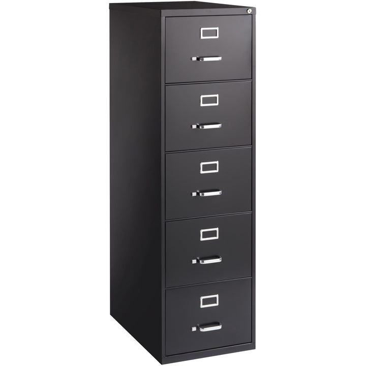 Image of Lorell Vertical File, 5-Drawer, Lgl, 18"x26-1/2"x61-3/8", Black