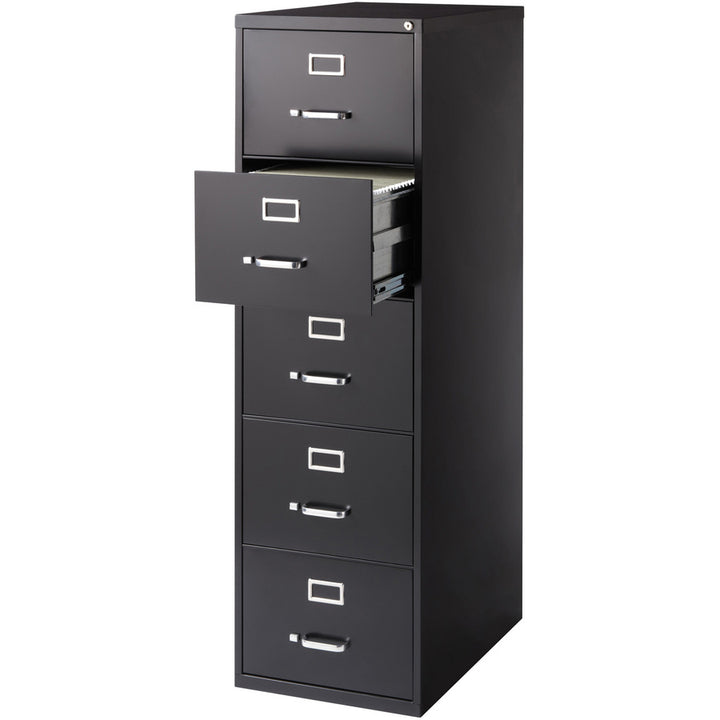 Image of Lorell Vertical File, 5-Drawer, Lgl, 18"x26-1/2"x61-3/8", Black