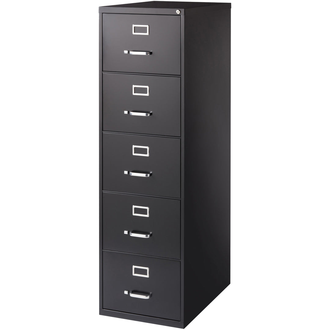 Image of Lorell Vertical File, 5-Drawer, Lgl, 18"x26-1/2"x61-3/8", Black